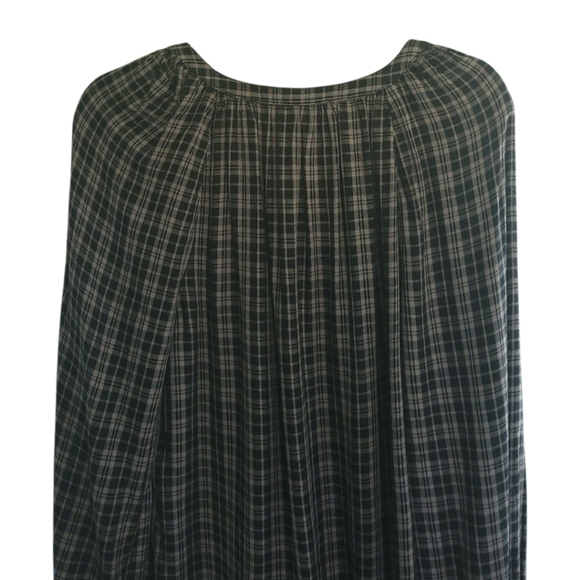 Beachlunchlounge Luna Plaid Ruffle Cuff Tunic Top S Black Gray Long Sleeve - Picture 5 of 11